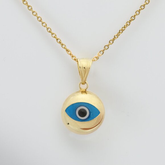 Cute Evil Eye Charm 14k Yellow Gold  Real 14k Gold Good Luck Eye - Picture 10 of 10